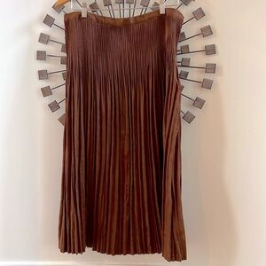 Coldwater Creek Vintage pleated faux suede brown long skirt